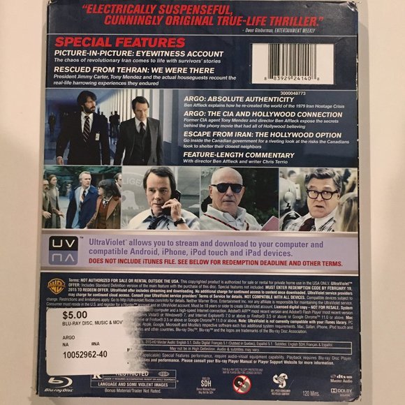 Warner Bros. ARGO Blu-Ray & DVD Set - Picture 5 of 5